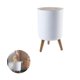 thumbnail image 5 of Cubo De Basura De 7 L De Plástico Blanco Con Tapa Redonda De Grano De Madera, Interruptor De Empuje De Pies Altos, Contenedor De Basura, Cubo De Basura Para Dormitorio, Sala De Estar, Oficina Noticed HA016395-00, 5 of 6