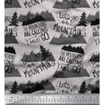 thumbnail image 1 of Soimoi Gray Heavy Satin Fabric Mountains & Text Fabric Prints By Yard 54 Inch Wide, 1 of 5