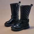 thumbnail image 2 of Black Stylish Zipper Boots For Girls With Bow Accent, Mid-Calf Height, Comfortable For Weekend Outings, Synthetic Leather Material, 2 of 6