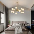 thumbnail image 5 of KCO Lighting 12 Light Modern Sputnik Chandelier, White Glass Globe Pendant Light, Geometric Brushed Brass Chandelier, 5 of 9