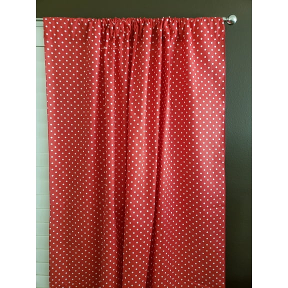 Cotton Curtain Polka Dots Print 58 Inch Wide / Small Dots White on Red
