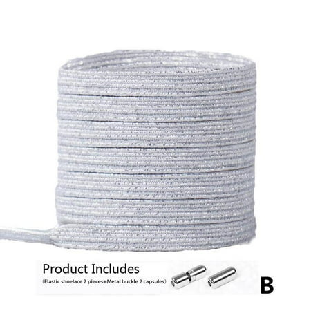 

1pair Replacement Metallic No-tie Shoelaces Elastic Non Tie Lace Lazy Shoe Laces For Kids Adult E9W7