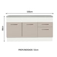 thumbnail image 2 of Mueble de Cocina Para Tarja 150 cm 2 Puertas y 2 Cajones Con Tablero Blanco Crema Agata Madesa, 2 of 5