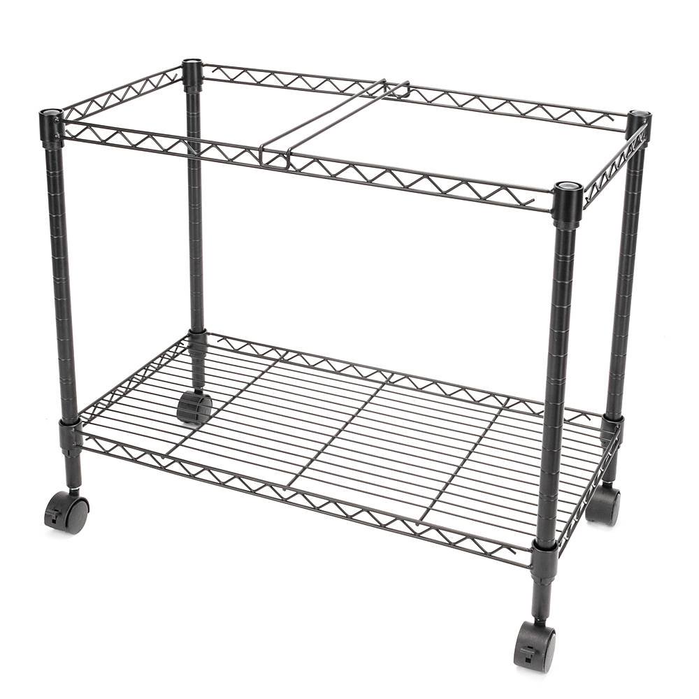 600x320xH460mm 1Tier Metal Rolling File Cart Black