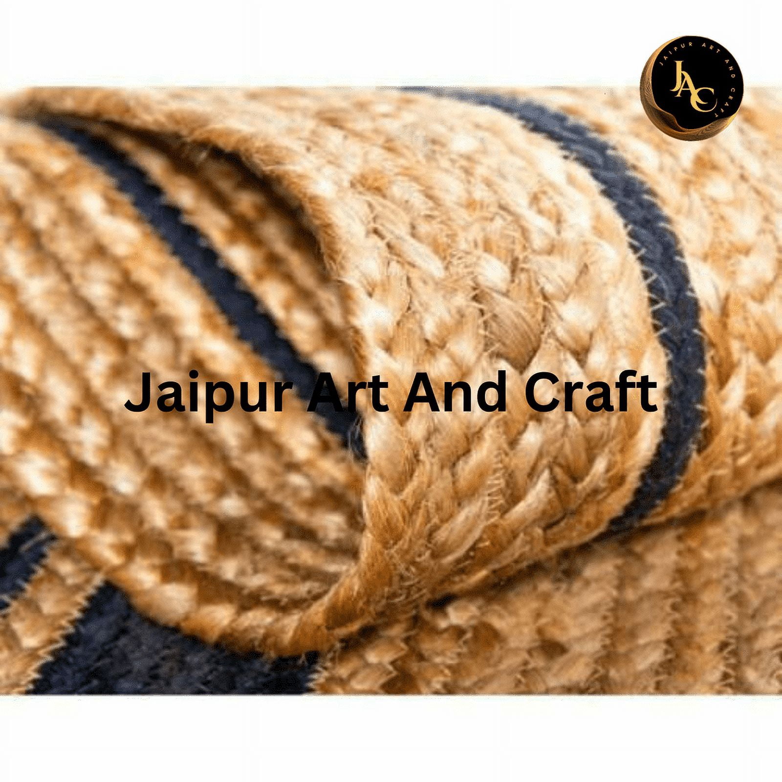 Jaipur Art And Craft Solid Jute Area Rug Handmade Round Natural Reversible Braided Carpet for Floor (5x5 Sq Ft)