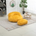 thumbnail image 5 of Bean Bag Chair with Footstool for Kids Adults, Comfort Faux Fur Lazy Sofa with Backrest, Durable High Back Lounger Single Chair for Living Room, Yellow, 5 of 8