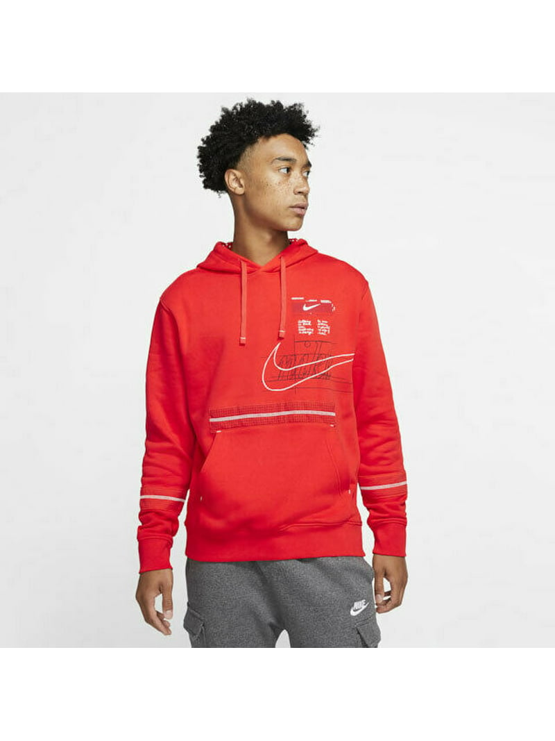 Nike Story Of The Swoosh Habanero Red Men's Fleece Hoodie Size - Walmart.com
