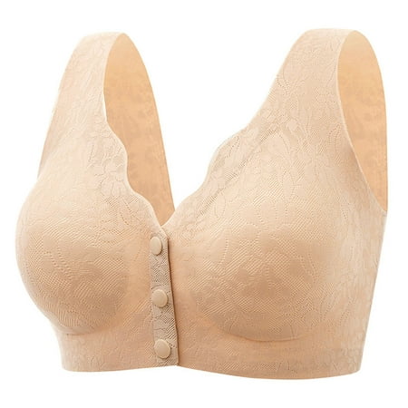 

Hfyihgf On Clearance Front Button Closure Lace Bras for Women Posture Smooth Back Wirfree Everyday Bra Sexy Full Cup Push Up Seamless Brassiere(Beige XL)