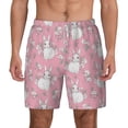 thumbnail image 2 of Goofa Rabbit And Flower Printed Men's Swim Trunks Board Shorts Quick Dry Mens Swimming Trunks with Compression Liner,Breathable Fit Hawaii Beach Shorts-Small, 2 of 9
