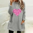 thumbnail image 2 of Holiday Usmixi Womens Fleece Sweatshirt Winter Womens Thickened Plush Pullover Sweater Long Sleeve Crewneck Cozy Sherpa Sweatshirt Fashion Heart Print Graphics Pocket Coat Tops Big Saving, 2 of 4