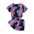 thumbnail image 3 of Kiapeise Little Girl Tie Dye Printed Outfits Short Sleeve T-shirt Top + Shorts, 3 of 7