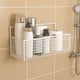 thumbnail image 1 of Organizador de estantes metálicos de pared para baño | Especiero de cocina blanco y negro con ganchos | Ahorra espacio para baño y cocina | Diseño ventilado y fácil de limpiar, 15 x 10 x 10 cm, 1 of 6