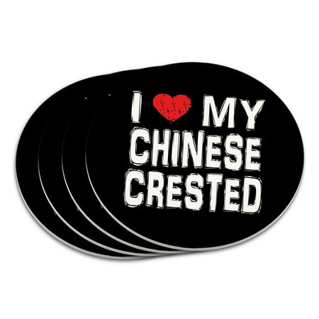 

I Love My Chinese Crested Stylish Coaster Set