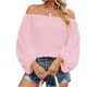 thumbnail image 1 of Women Off Shoulder Top Long Sleeves Elastic Neckline Pure Color Casual T Shirt for Daily Wear Pink M, 1 of 4