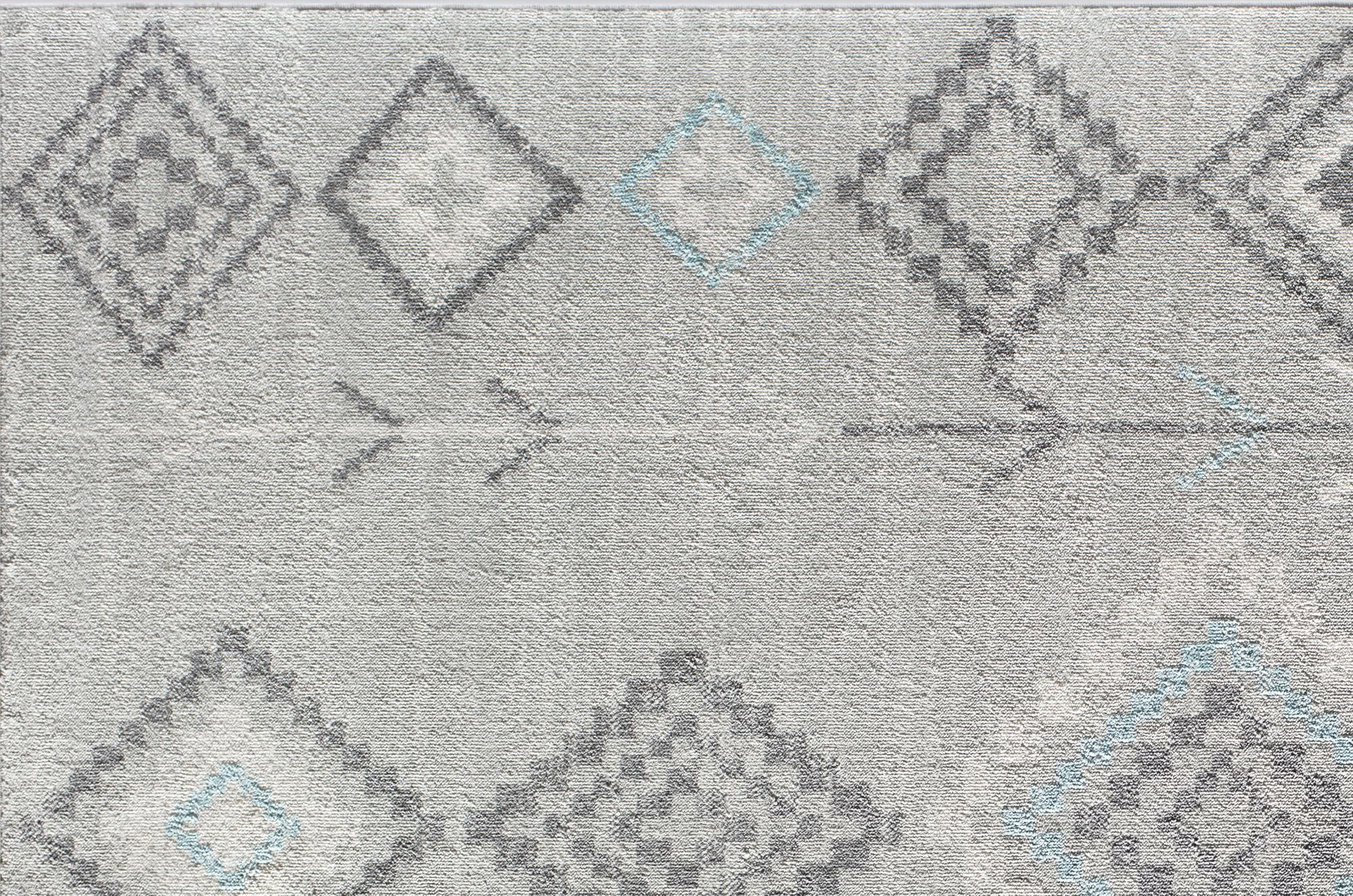 Soleil BR15K Native Turquoise Tribal Moroccan gray Area Rug, 8'9"x12'