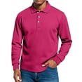 thumbnail image 2 of QHRMKOG Mens Polo Shirts Sport Quick Dry Long Sleeve Collared Golf Shirt Trendy Loose Fit Button Shirt Light Top Pink M, 2 of 8