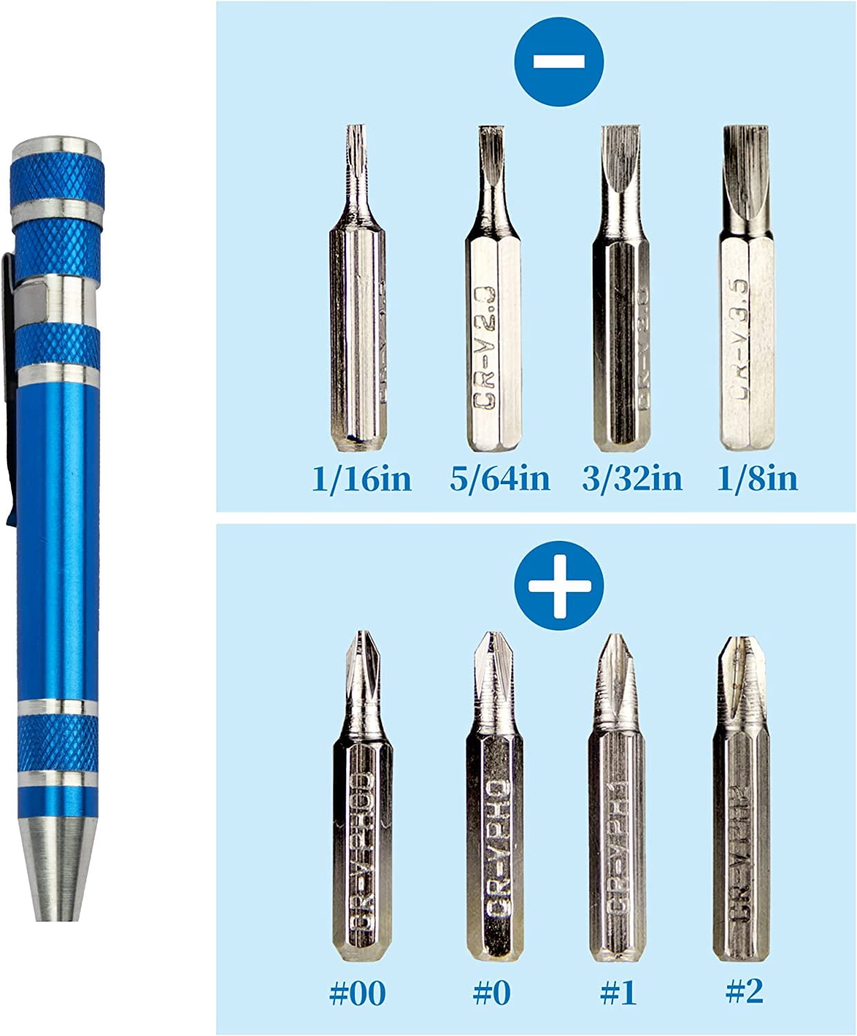 MKEUDQ-8 in 1 Mini Screwdriver Set Small Screwdrivers Pen Magnetic Repair Tools EDC Compact Precision Gadgets for Computer Eyeglasses Daily Home Improvement Use (Black)