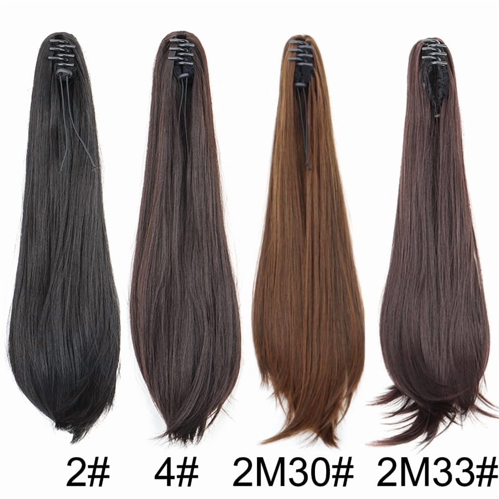 Synthetic 16Inch/20Inch Long Straight Grab Clip In Ponytail Hair Extensions Black Hairpiece for Women Hair Accessories