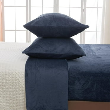 Extra Soft Velvet Plush California King Micro Fleece Sheet Set | Deluxe Microplush Non Pilling Sheets, Deep Pocket | Lavish Sherpa Velvet Luxe Collection (Cal King, Navy)