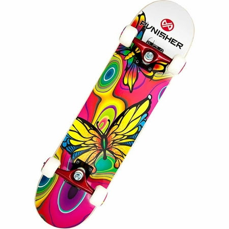 Punisher Skateboards Butterfly Jive 31.5 In. x 7.75 In. ABEC-7 Deep Concave Canadian Maple Complete Skateboard
