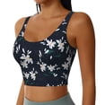 thumbnail image 2 of Vsdgher Lilies Flowers Print Women Sleeveless Athletic Tank Top Built-in Bra Camisole Sports Vest for Yoga Running Fitness Exercise with Removable Pads, 2 of 8