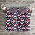 thumbnail image 3 of Ambesonne Abstract Quilted Bedspread Set 3 Pcs, Geometric Triangle Shape, Queen Size, Pale Blue Maroon, 3 of 3