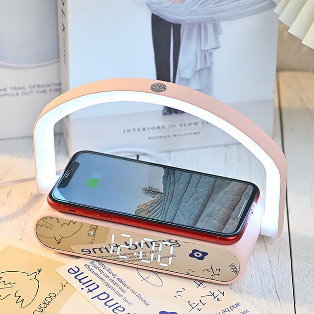 EGNMCR Wireless Charger 10W Wireless Fast Charging Night Clock Bedroom Bedside Table Lamp desk lamp