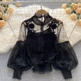 thumbnail image 2 of Women Lace Puff Long Sleeve Blouse Vintage Blouses Elegant Tops Shirts Femme, 2 of 10