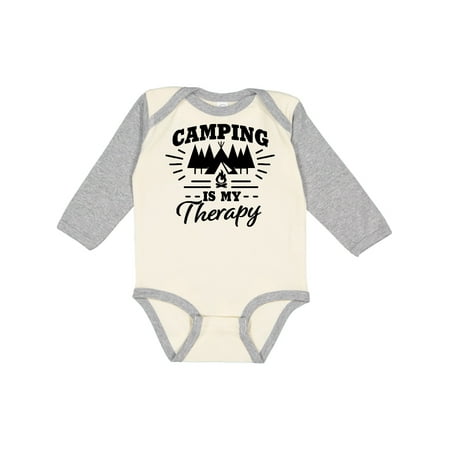 

Inktastic Camping is My Therapy with Tent and Campfire Gift Baby Boy or Baby Girl Long Sleeve Bodysuit