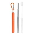 thumbnail image 3 of Retractable Straw, Stainless Steel Straw, Orange Retractable Straw Portable Stainless Steel Camping For Picnic, 3 of 8