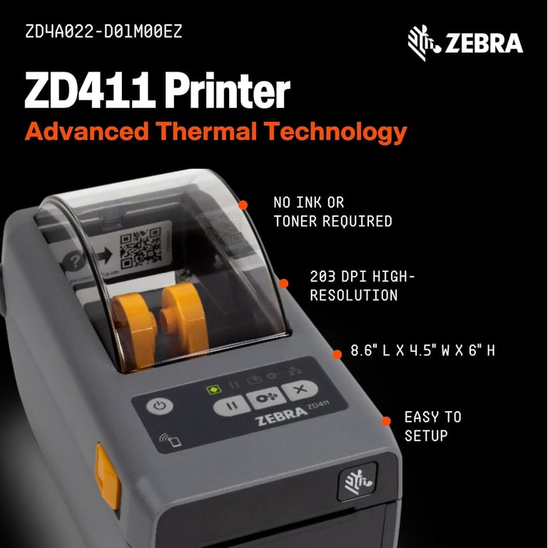 Zebra ZD411 Direct Thermal Barcode Label Printer with 203DPI USB