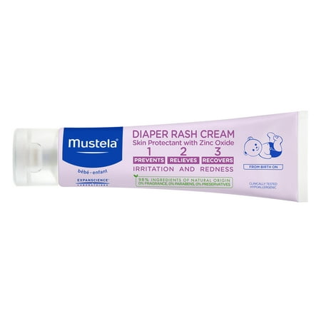 Mustela Baby 123 Diaper Rash Cream, Skin Protectant with Natural Avocado Perseose, Fragrance-Free, 3.8 (Best Remedy For Diaper Rash On Newborn)