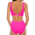 thumbnail image 3 of Dezsed High Waisted Bikini for Women Tummy Control Bottoms Push Up Crop Top Swimsuit 2 Piece High Cut Teens Girls Bathing Suits Hot Pink XXL, 3 of 6
