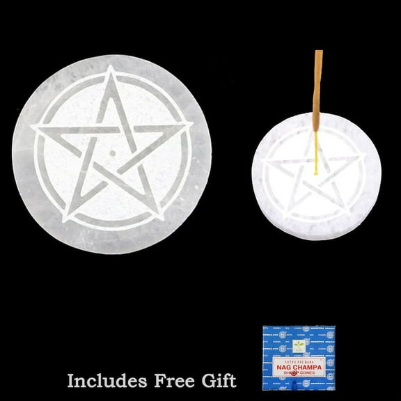 Pentacle Round 3inch Selenite Incense Burner