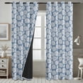 thumbnail image 4 of Vargottam Printed Blackout Curtains - Blue Floral Design, Set of 2 Panels, 42 x 63 Inches - Room Darkening, Thermal Insulated Window/Door Drapes with Grommets, 4 of 9