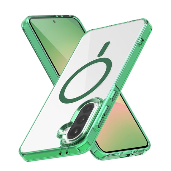 For Samsung Galaxy A15 Case Compatible with MagSafe, Magnetic Transparent Clear Matte Back Slim Phone Cover, Shockproof Military Grade Protection Anti-Scratch & Anti-Fingerprint,Green