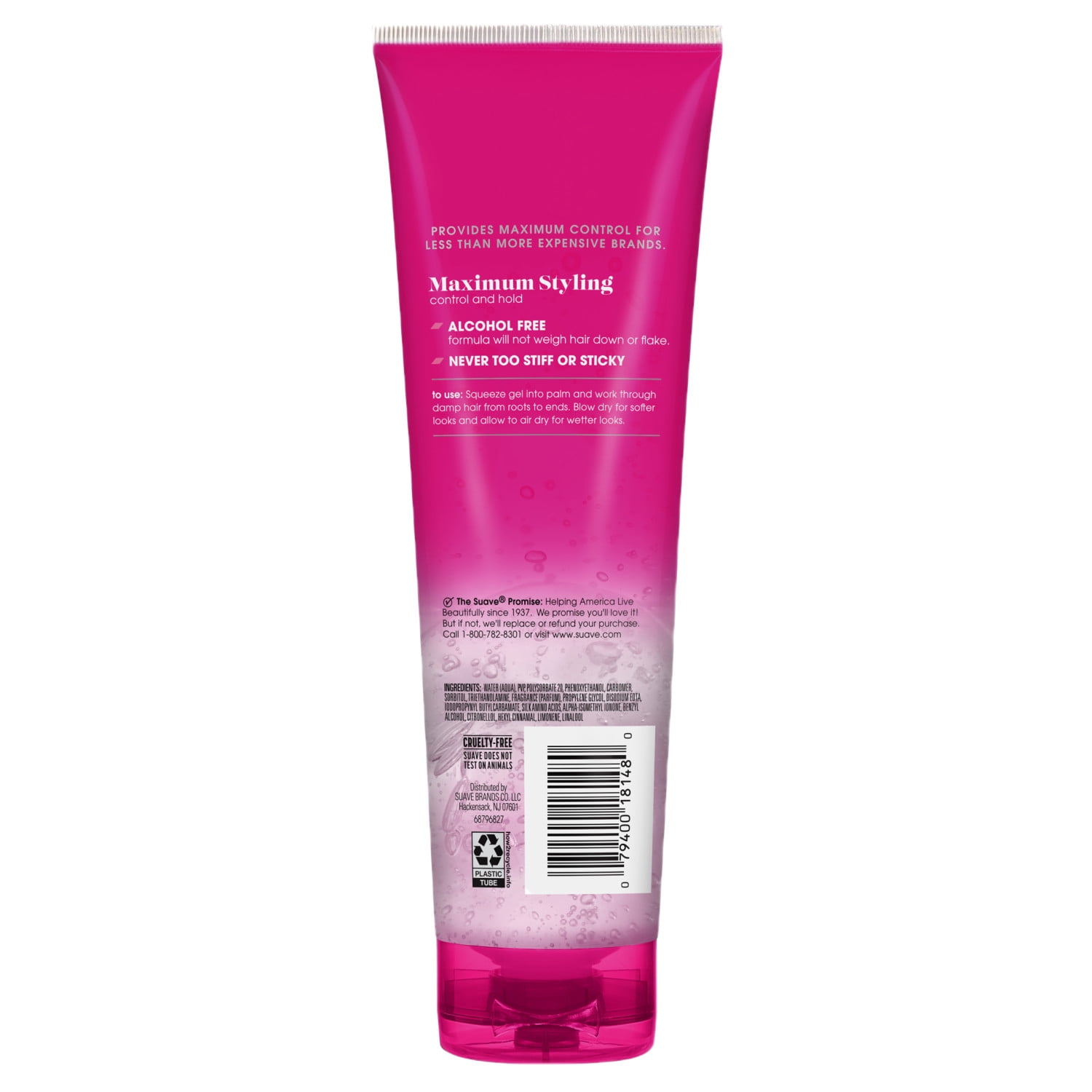 (3 pack) Suave Max Hold 8 Hair Styling Gel For Women, Frizz Control, Strong Hold, No Flaking, 9 OZ