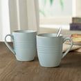 thumbnail image 2 of Famiware Jupiter 4-Piece Stoneware Coffee Mug Sets, Dishwasher Safe and Microwave Safe, Light Blue, 2 of 5