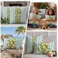 thumbnail image 5 of Aqua Stripes Lemon Outdoor Waterproof Pillow Covers, Spring Botanical Plant Vertical Line Decorative Rectangle Throw Pillowcase Sofa Cushion Sham for Patio/Couch/Chair, 20"x12" 2 Pack, 5 of 8