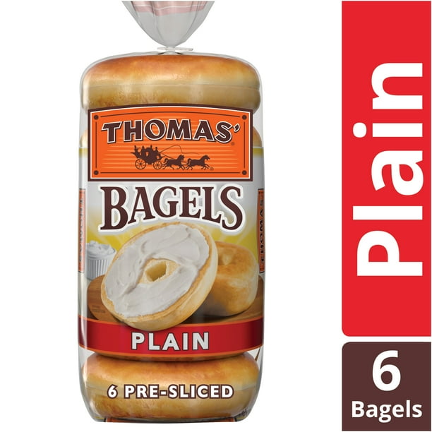 Thomas' Plain Original PreSliced Bagels, 6Count