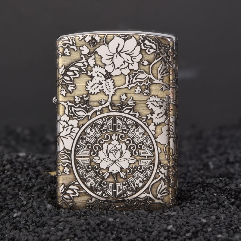 902 bright chrome laser pattern lighter men's personalized trendy windproof lighter wholesale,【JD】冰与火