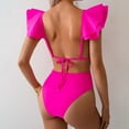 thumbnail image 2 of Women's Color Block Long Sleeve Backless Swimsuit Tight Fit, for Spa Vacation, 2 of 6