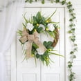 thumbnail image 2 of Magnolia Wreath for Front Door, All Seasons Outdoor Spring Summer Wreath Farmhouse Decor, for Wedding Home Wall Window Porch, 13.78x11.81in, 2 of 7