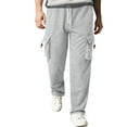 thumbnail image 2 of Royisotas Mens with Pockets Pants Straight Leg Winter Gray Fashion Cargo Elastic Waist Sweatpants for Men, 2 of 9
