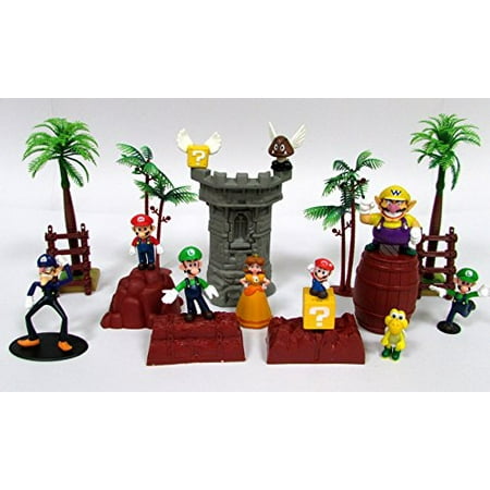 Super Mario Brothers 17 Piece Playset Featuring Random Mario Character Figures and