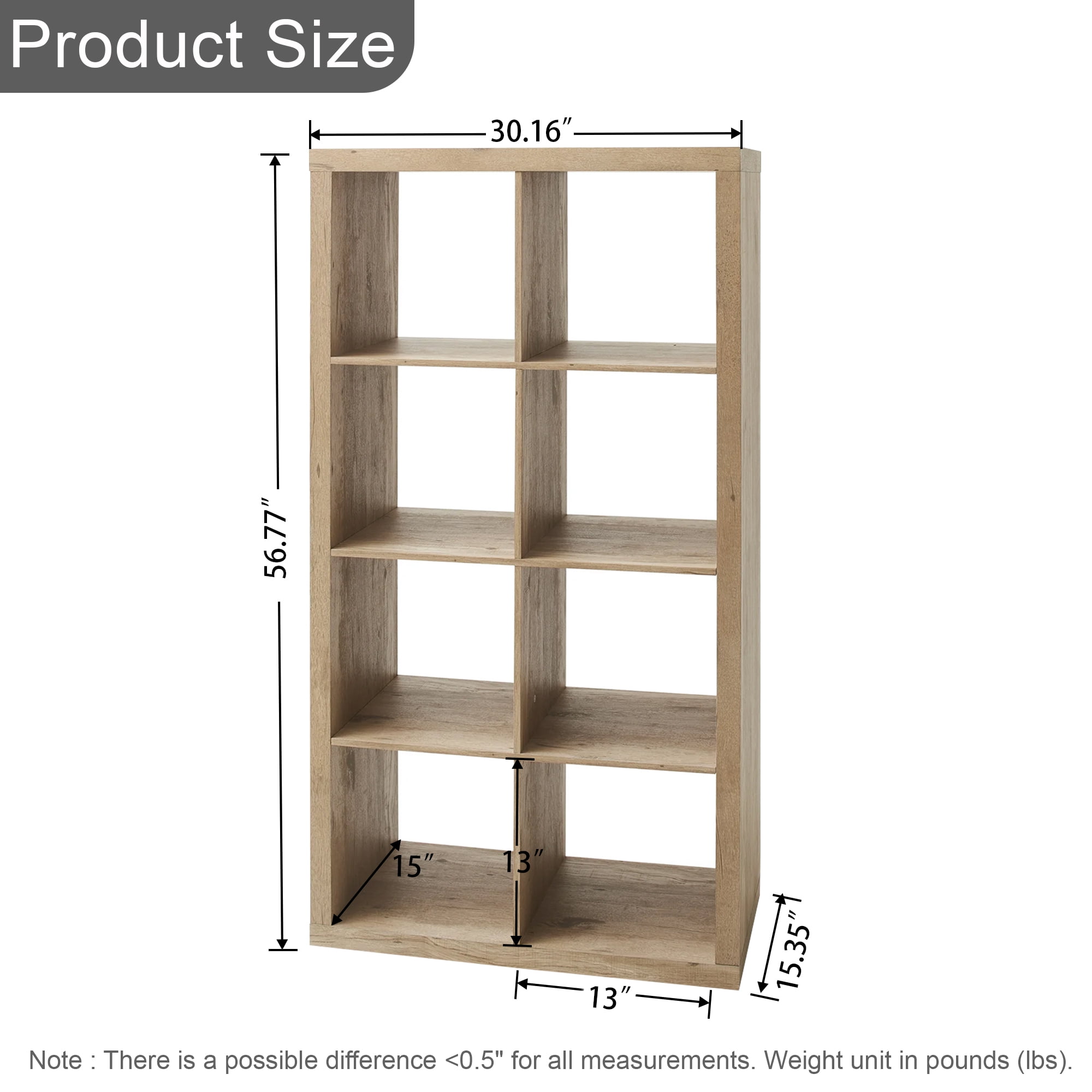 8-Cube Storage Organizer,Open Back Decorative Bookshelves,Natural 01