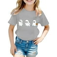 thumbnail image 2 of Weebloom Kids Halloween Shirts Boys Girls Hallowmas Cute Printed T Shirt Short Sleeved Tops For 1-13 Years Old Tees 6-7 Years Grey, 2 of 3