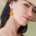 thumbnail image 3 of Wooden Round Geometric Earrings for Women Big Lightweight Statement Earrings Hollow circular earrings Handmade Bohemian Trendy Earrings Jewelry gift, 3 of 11