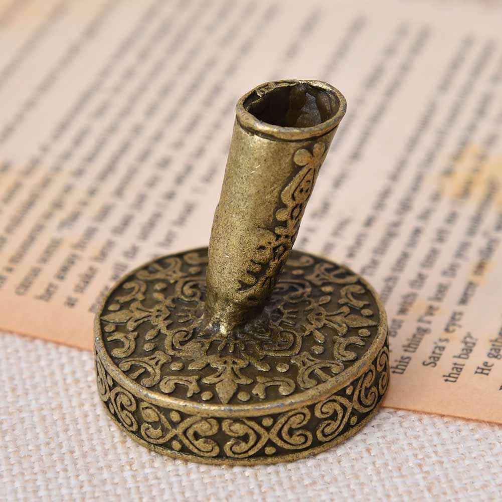 KABOER Vintage Metal Round Insertion Pen Holder for Feather Quill Dip