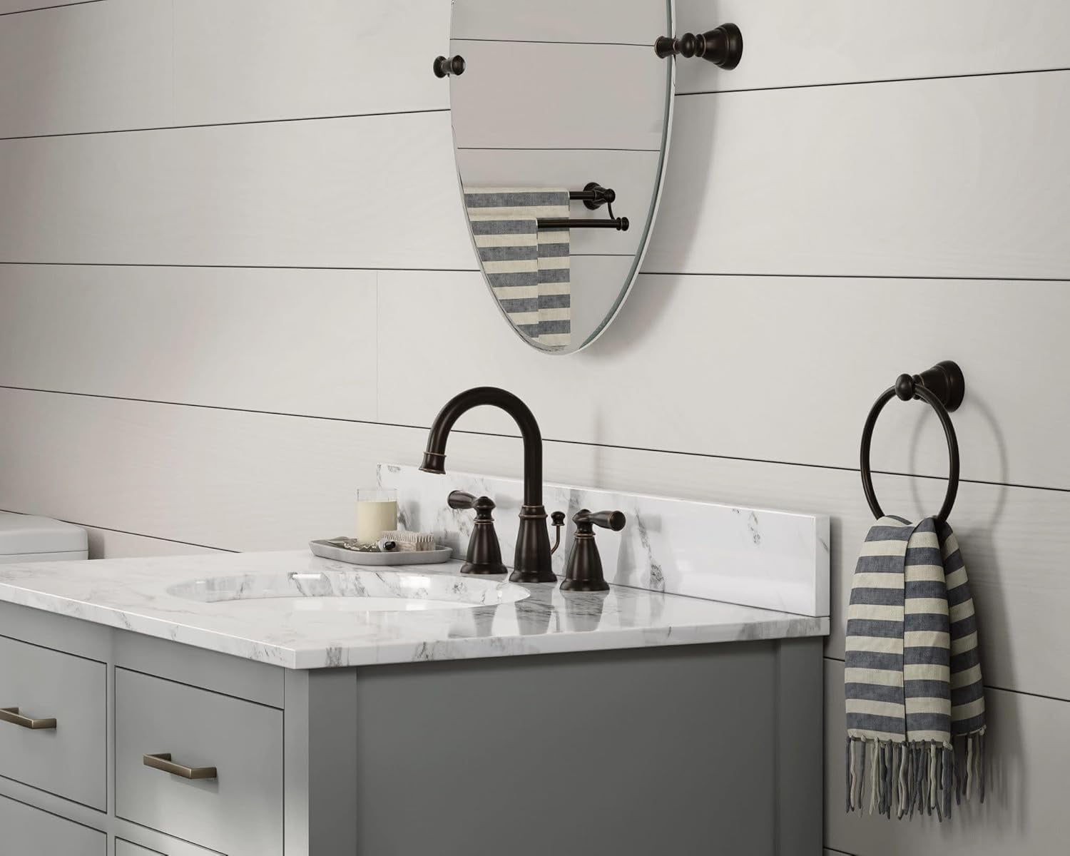 Moen WS84924BRB Banbury Two-Handle Widespread Bathroom Sink Faucet, Mediterranean Bronze